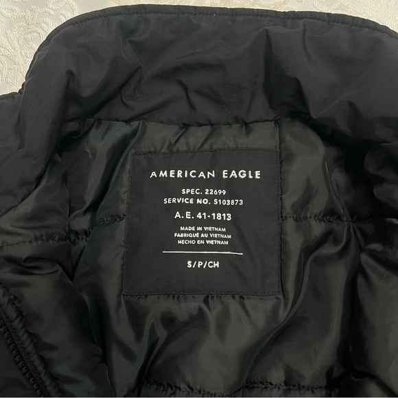 American Eagle Retro Color Block Puffer Jacket In Pink/Blue/Black Size Small - Picture 7 of 9